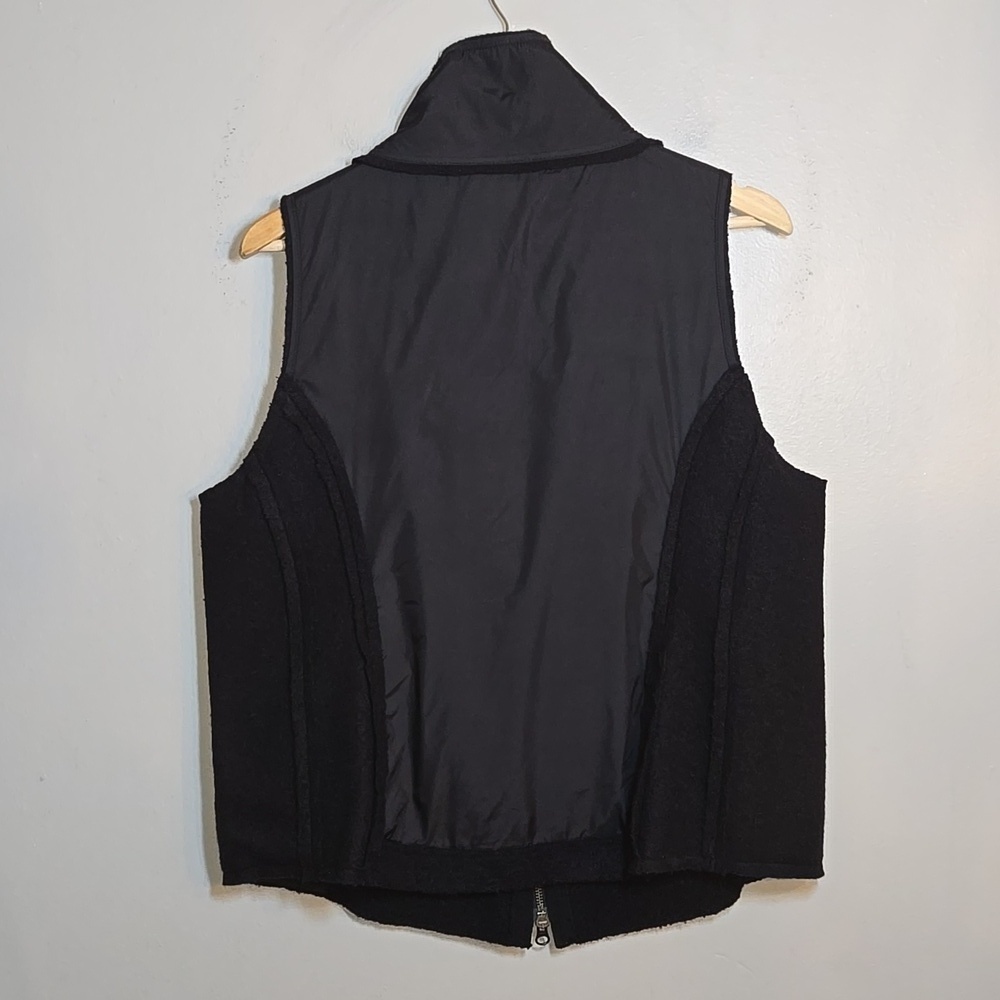 Eileen Fisher Boiled Wool Parka Trim Stand-Collar Black Vest Jacket Large - Picture 5 of 10